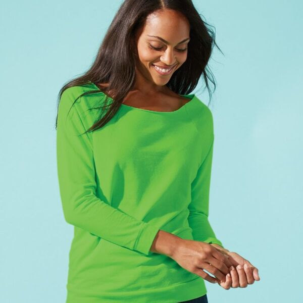 Women's Terry Raw Edge Three-Quarter Sleeve Raglan Thumbnail